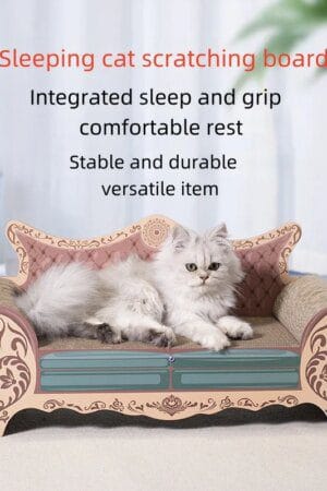 Large L-Shaped Vertical Cat Scratch Board with Integrated Cat Bed & Nest – Durable Non-Shedding Design