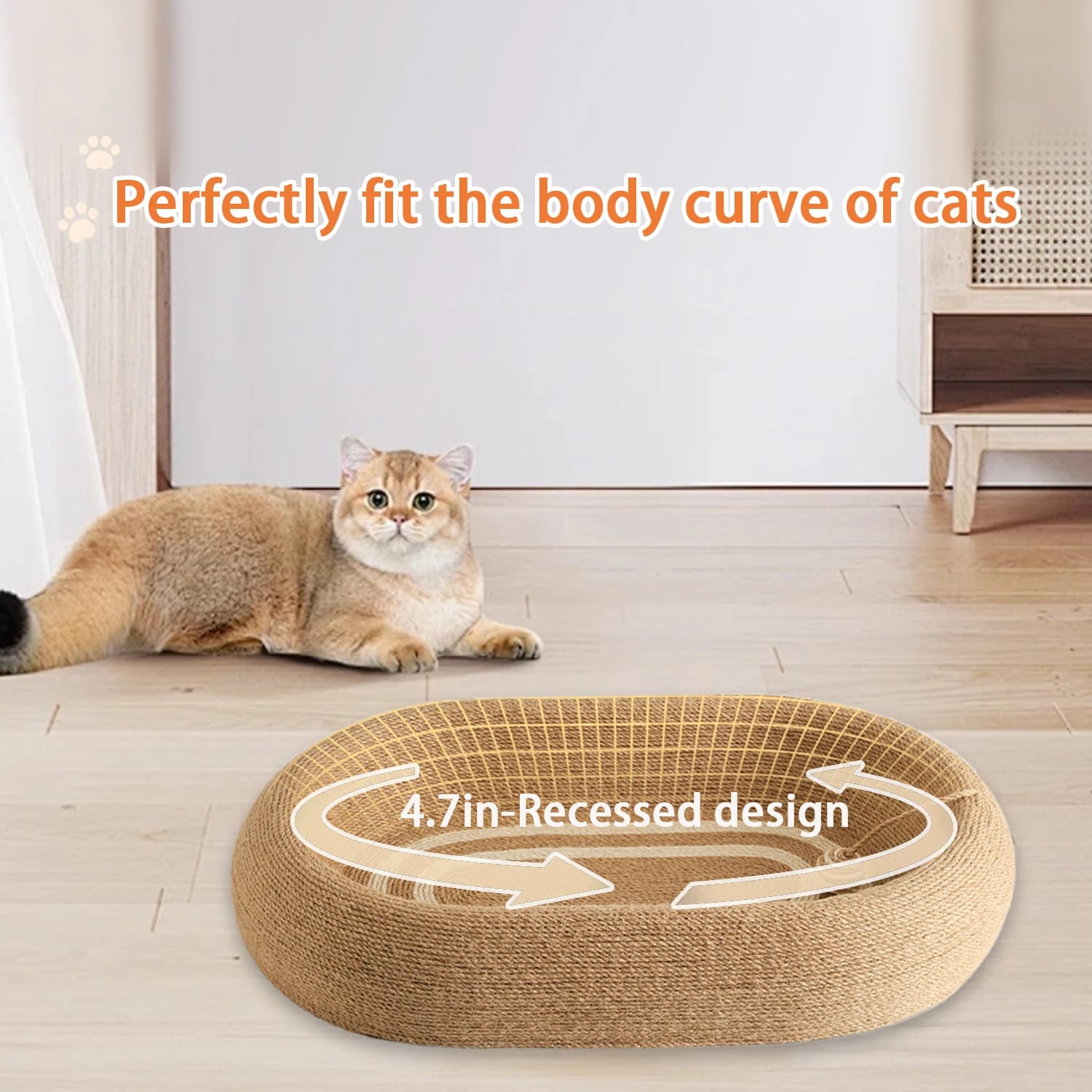 Sisal Cat Scratcher & Sleeping Bed – Durable Deep Concave Oval Cat Nest for Comfort & Play - Image 3