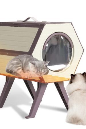 Indoor & Outdoor Heated Cat House with Heated Pad – Durable PP Construction