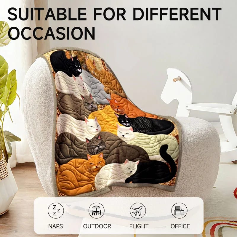 Cat-Themed Flannel Blanket – Soft Cozy All-Season Throw for Sofa, Bed & Office - Image 3