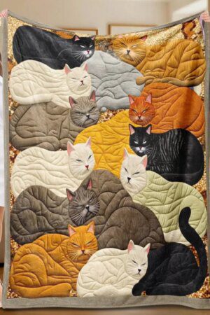 Cat-Themed Flannel Blanket – Soft Cozy All-Season Throw for Sofa, Bed & Office