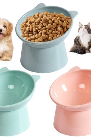 45° Tilted Cat Bowl with Stand – Raised Pet Food & Water Feeder for Cats & Kittens