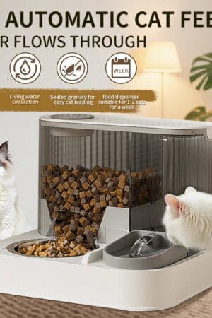 Automatic Cat Feeder & Water Dispenser – Fully Automatic Pet Food Feeder with Bowl