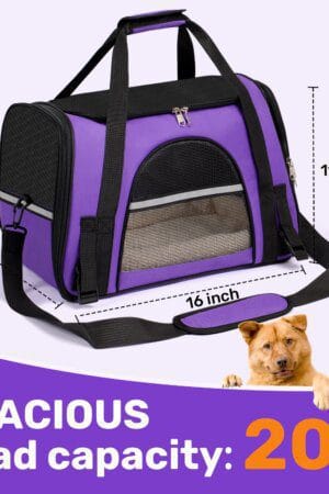 Soft-Sided Dog & Cat Carrier – Portable Foldable Airline-Approved Pet Travel Bag (Up to 15 lbs)