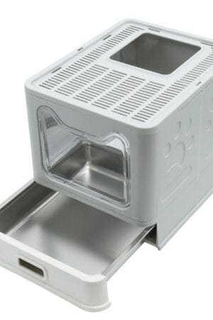 Bingopaw Stainless Steel Cat Litter Box with Lid – Front Entry, Top Exit, Easy-Clean Toilet Box for Kittens