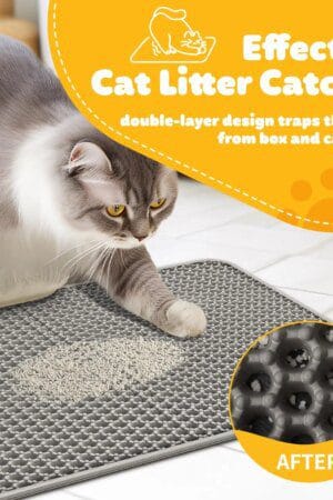 Gray Waterproof Cat Litter Mat – Non-Slip, Wear-Resistant, Urine-Proof Sand Trapping Mat for Cats & Dogs