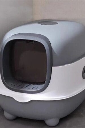 Oval Hooded Cat Litter Box – Enclosed Front Entry Toilet with Scoop for Kittens & Cats