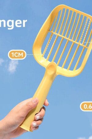 2-in-1 Long-Handle Cat Litter Scoop with Built-In Trash Bag – Sifting Pet Waste Cleaner