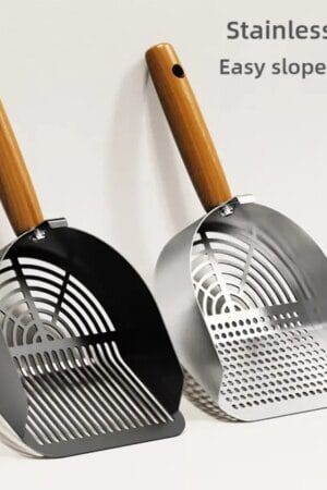 Steel Cat Litter Scoop with Long Handle – Pet Waste Shovel for Tofu Sand Litter Boxes