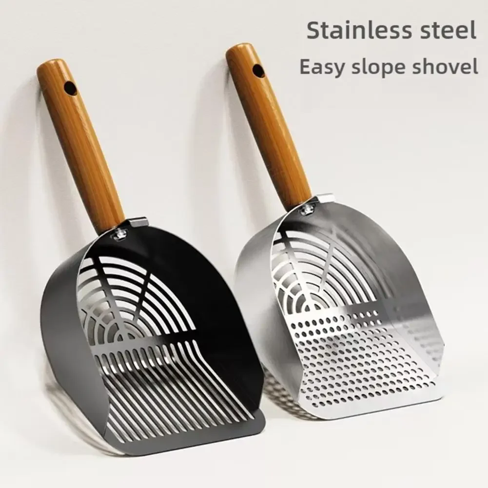 Steel Cat Litter Scoop with Long Handle – Pet Waste Shovel for Tofu Sand Litter Boxes