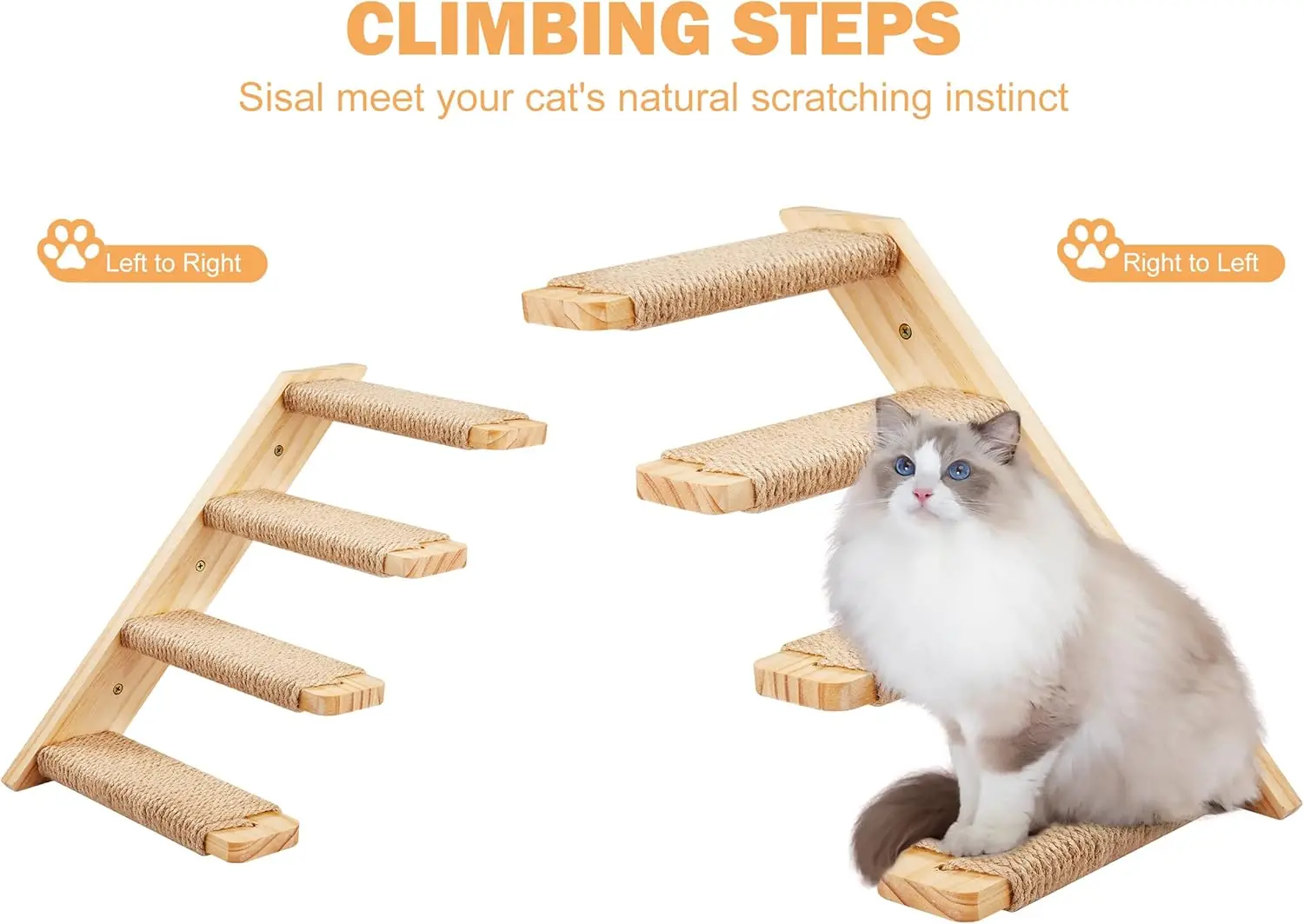 2PCS Cat Wall Shelves & Stairs Set – Climbing Scratching Perches for Cats to Sleep & Play - Image 3
