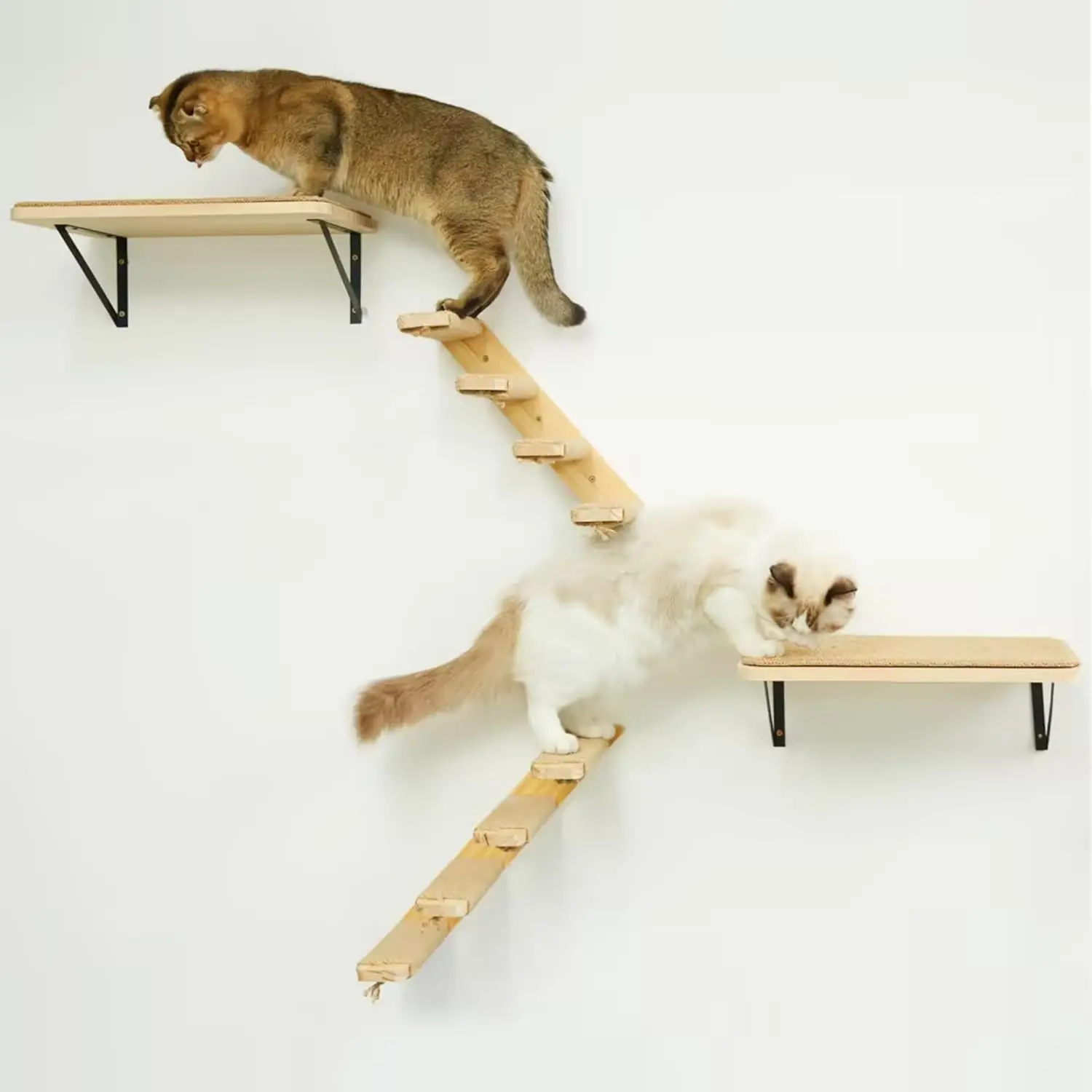 2PCS Cat Wall Shelves & Stairs Set – Climbing Scratching Perches for Cats to Sleep & Play - Image 2