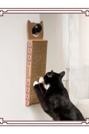 Wall-Mounted Cat Scratcher – Brown Corrugated Post with Catnip Infusion for Indoor Cats