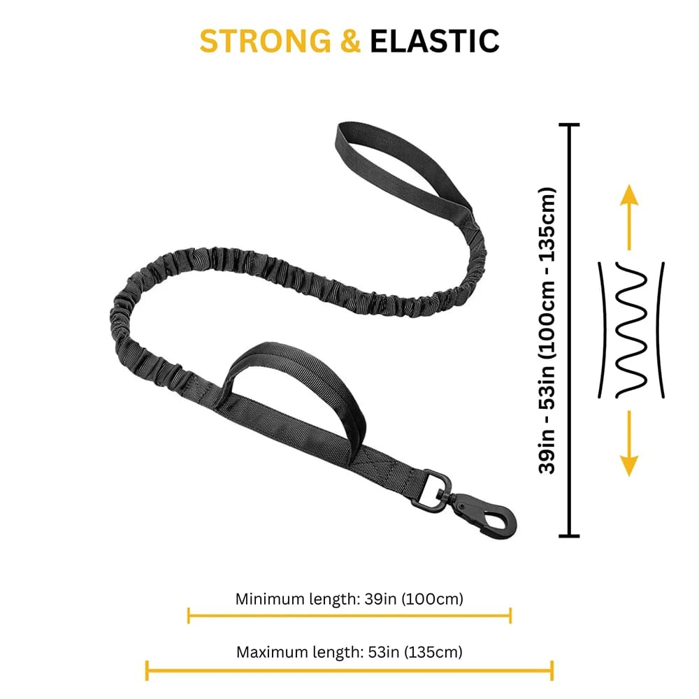 Military Dog Leash Adjustable Elastic Rope with Quick Release & Dual Control Handles for Small & Medium Dogs - Image 2
