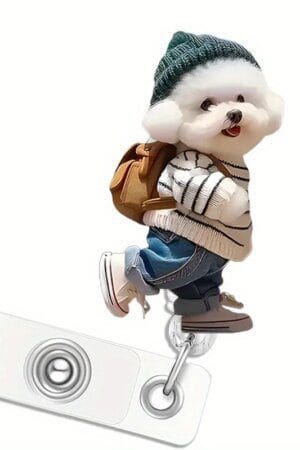 Cute Puppy Christmas Retractable Badge Reel – Festive ID Card & Name Tag Holder