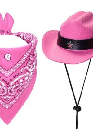 Pet Cowboy Costume for Dogs & Cats – Cute Hat & Scarf Outfit for Halloween & Party Festivals