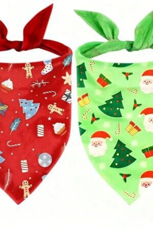 Xmas Dog Bandana Set – Cute Holiday Patterns, Soft Durable Fabric for Small, Medium & Large Dogs