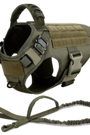 Tactical Dog Harness & Leash Set for Large Dogs – No-Pull Military Training Vest with Handle (Malinois)