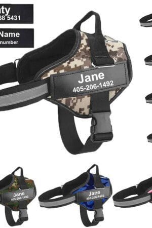 Personalized No-Pull Reflective Dog Harness – Breathable Adjustable Pet Vest for Small & Large Dogs