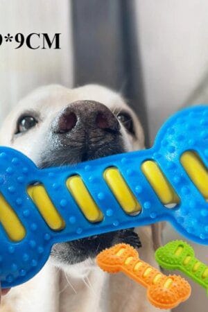 Rubber Dog Chew Bone Toy – Teeth Cleaning Molar Stick for Puppies & Dogs