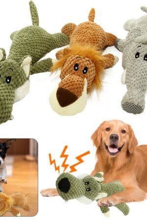 Cute Plush Squeaky Dog Toy – Cartoon Puppy Teething & Chewing Chew Toy for Dogs