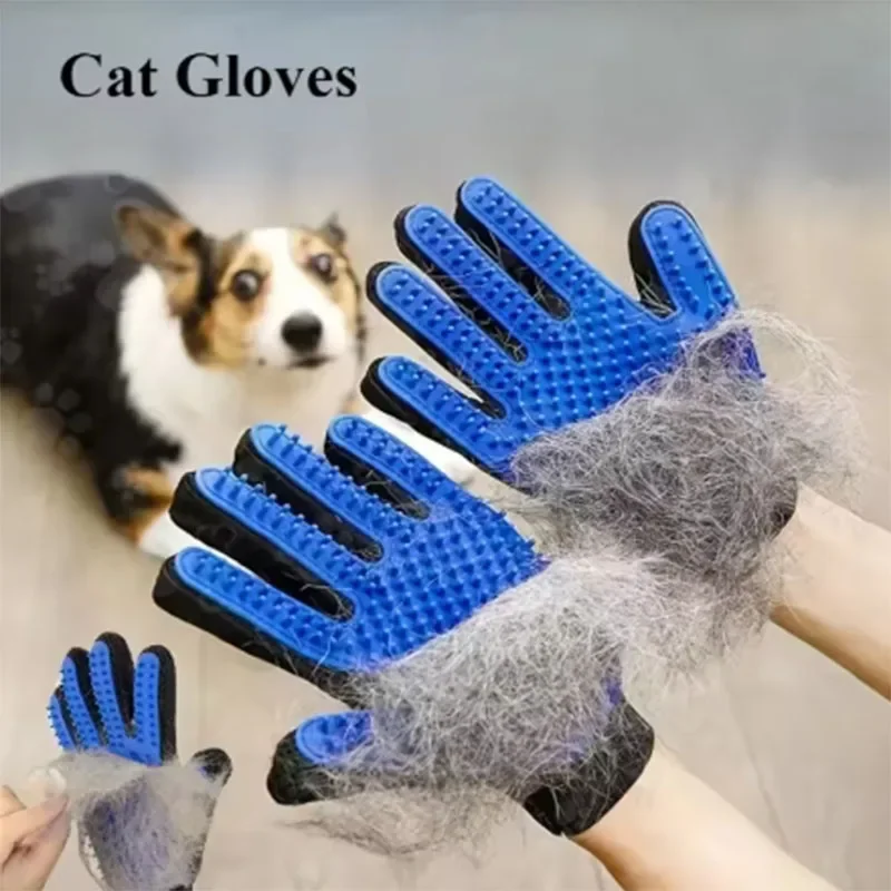 Pet Hair Remover Grooming Glove – Deshedding Massage Brush for Dogs & Cats