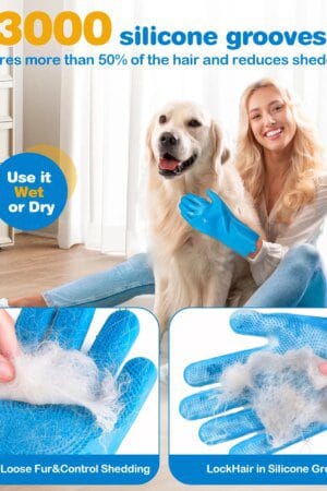 6PCS Silicone Pet Grooming Gloves Set – Dog & Cat Bathing, Shampooing, Massaging & Deshedding Kit