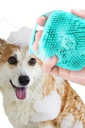 Silicone Pet Bathing Scrubber Mitt – Waterproof Massage & Lathering Brush for Dogs & Cats (Bite-Resistant)