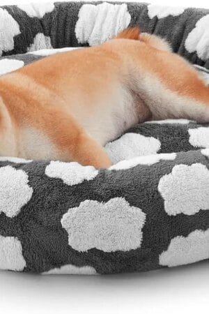 Donut Dog Bed for Medium Dogs – Calming Round Orthopedic Pet Bed with Removable Washable Cover