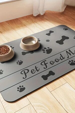 Absorbent Pet Feeding Placemat – Waterproof Quick-Dry Food & Water Bowl Mat with Rubber Backing