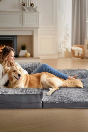 180cm Human-Size Giant Dog Bed – Foldable Calming Orthopedic Pet Bed with Plush Cover