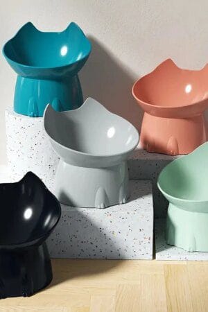 WhiskerWare Elevated Cat Bowl Anti-Tip Raised Feeding Dish