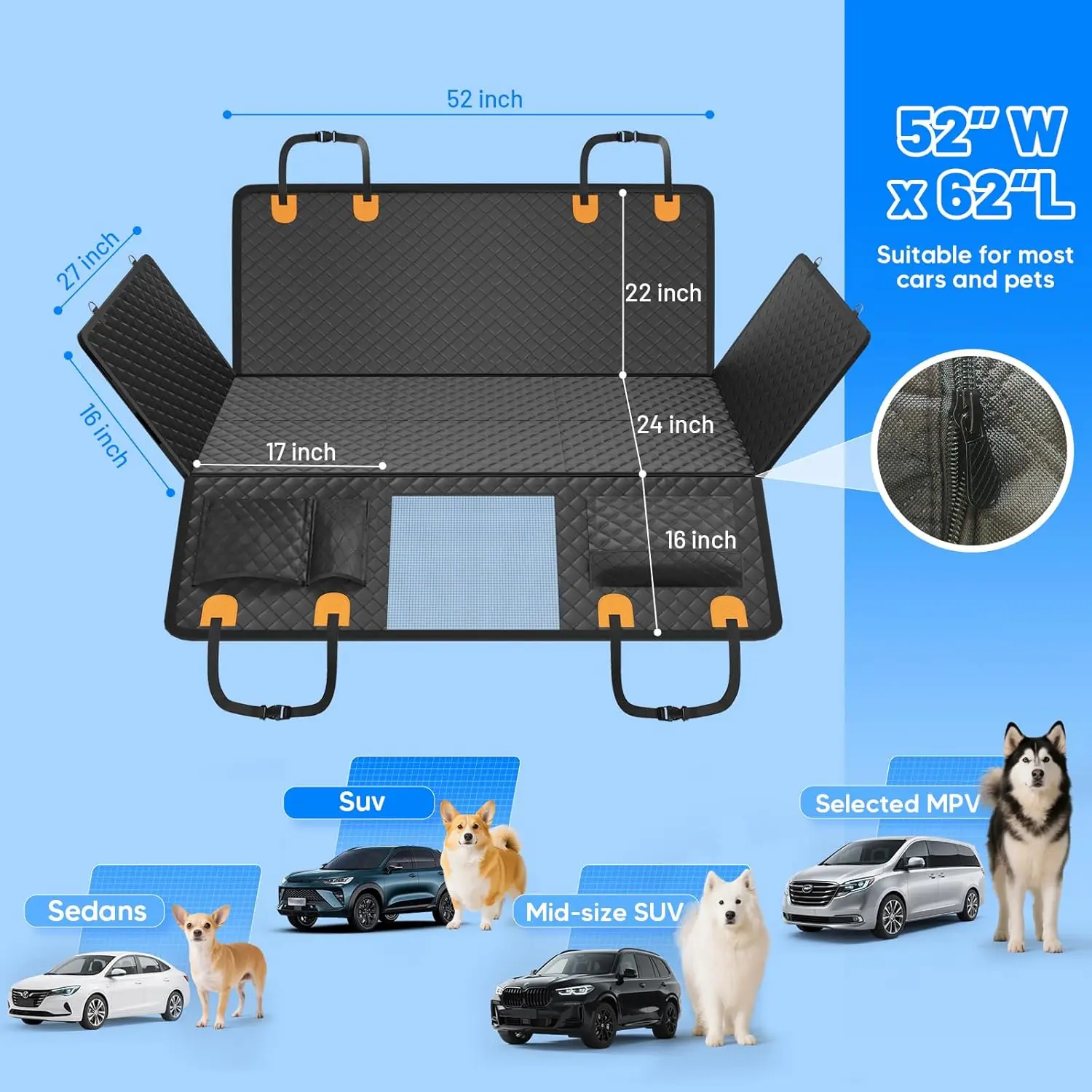 Hard Bottom Dog Car Seat Cover – Waterproof Back Seat Protector - Image 6