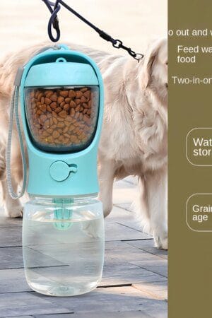Portable Pet Water Bottle with Food Storage – Travel Feeder