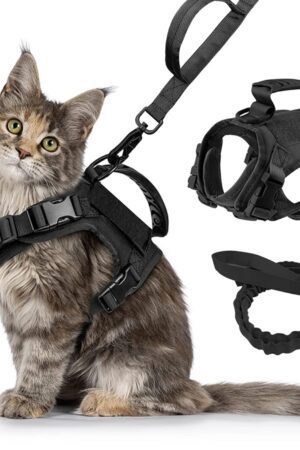 Tactical Escape-Proof Cat & Small Dog Harness Leash Set with Control Handle