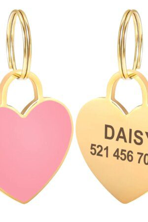 Free Engraved Cat & Dog ID Tag – Personalized Heart Name Pendant Collar Charm