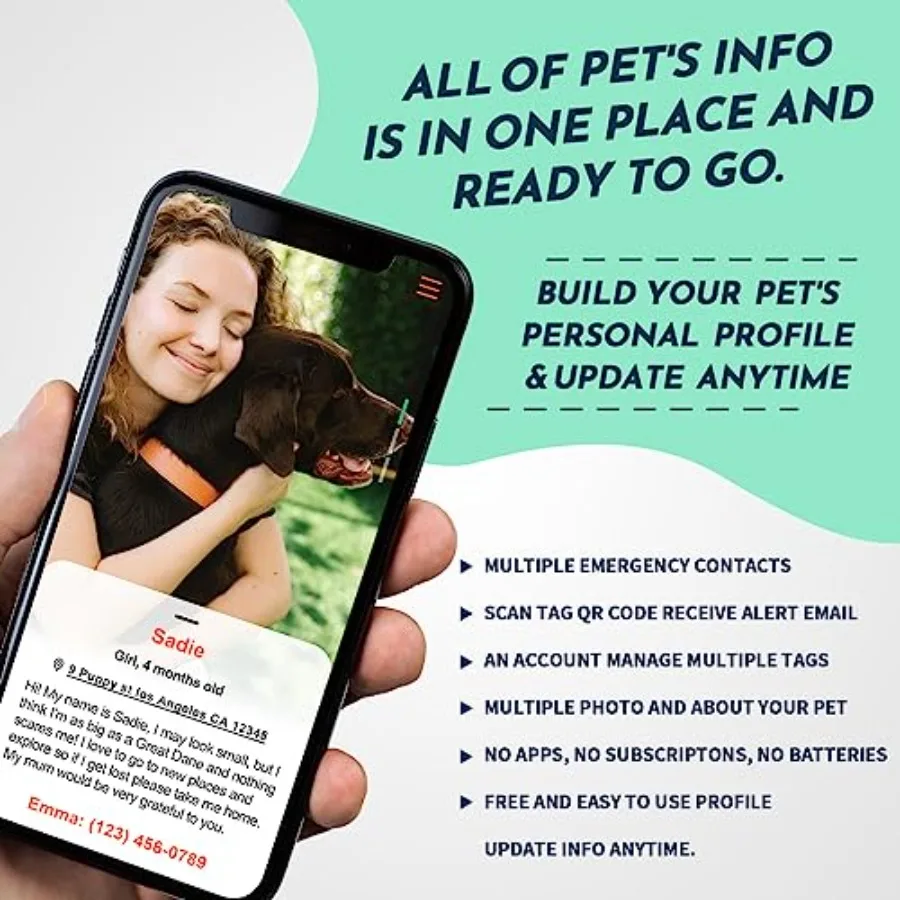 QR Code Stainless Steel Dog & Cat ID Tag with Engraved Profile & Email Location Alerts - Image 3