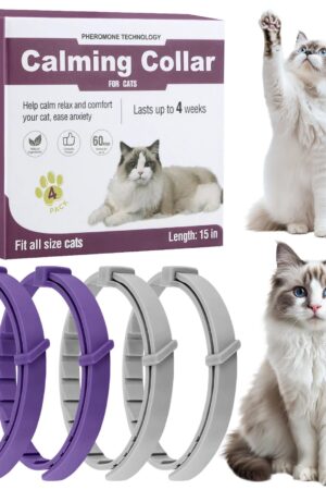 4PCS Cat Calming Pheromone Collar – Adjustable Anti-Anxiety Collar for Stress & Aggression Relief