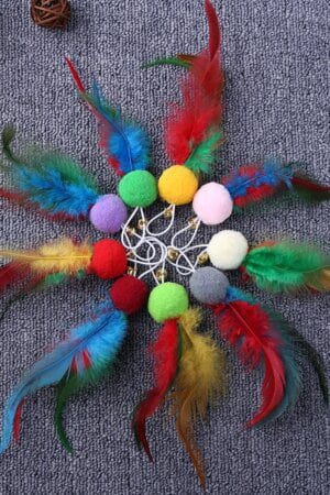 10PCS Replacement Cat Feather Teaser Toys with Bell – Interactive Wand Refills for Indoor Cats