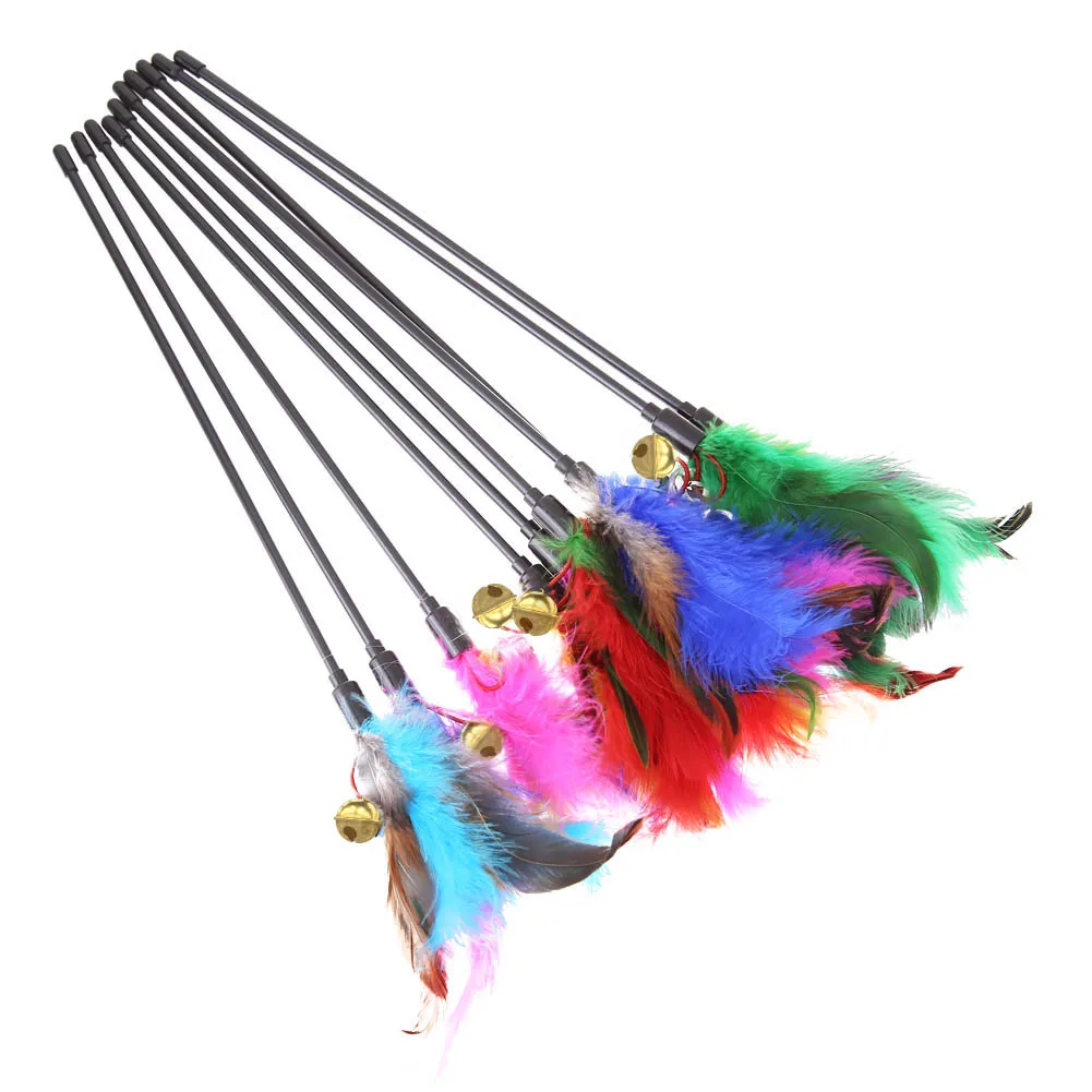5PCS Colorful Chicken Feather Cat Wand Toys – Funny Portable Interactive Cat Teaser Sticks - Image 5