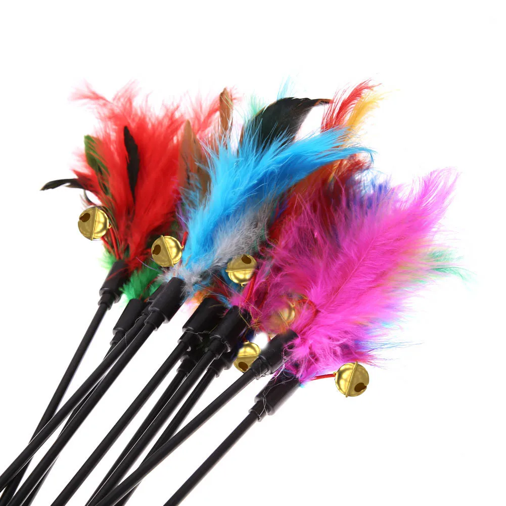 5PCS Colorful Chicken Feather Cat Wand Toys – Funny Portable Interactive Cat Teaser Sticks - Image 4