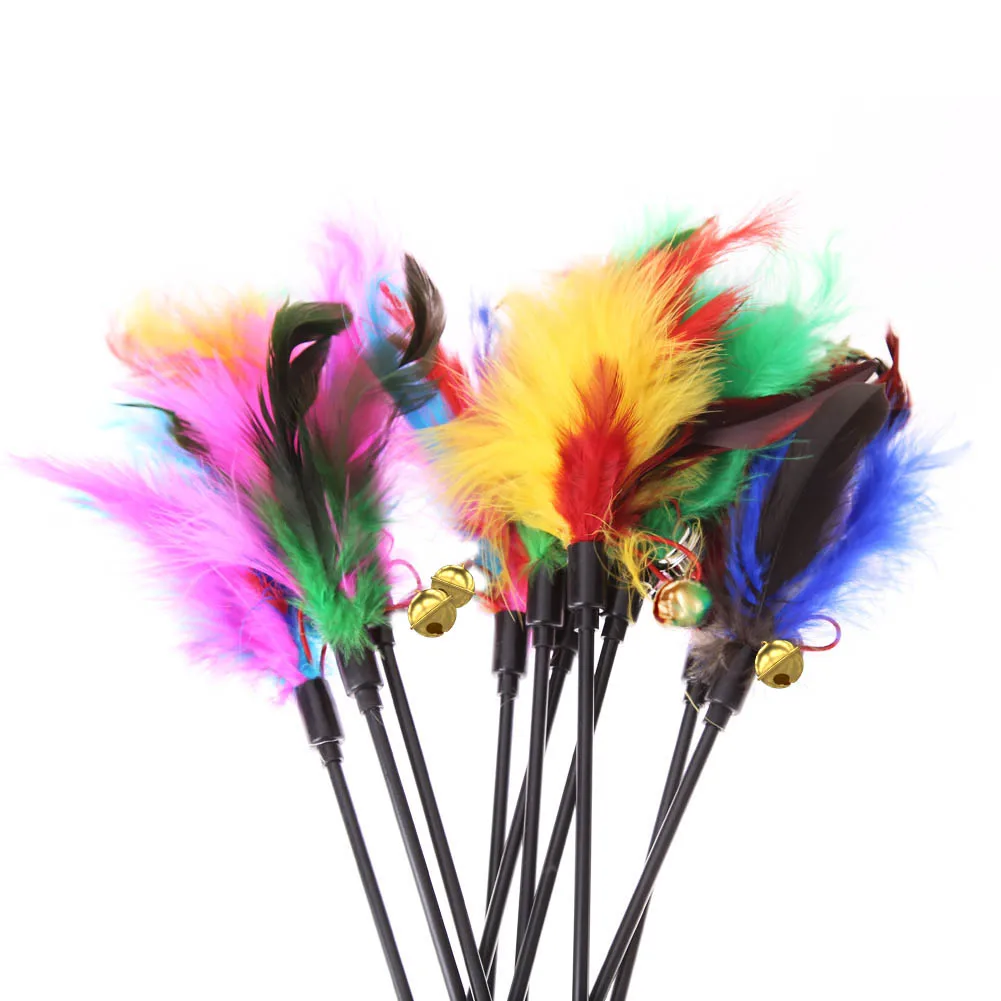 5PCS Colorful Chicken Feather Cat Wand Toys – Funny Portable Interactive Cat Teaser Sticks - Image 6