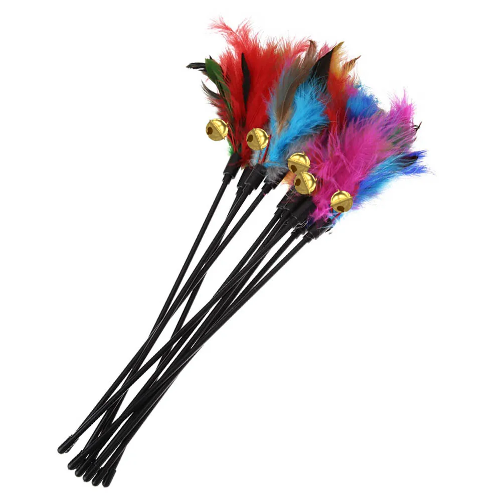 5PCS Colorful Chicken Feather Cat Wand Toys – Funny Portable Interactive Cat Teaser Sticks - Image 3