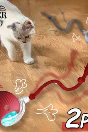 2PCS Automatic Rolling Cat Toy Balls with Faux Tail – Rechargeable Interactive Mouse-Style Toys