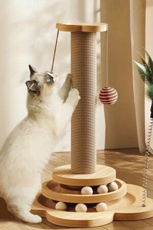 High-Quality Rotating Cat Scratch Board – Durable Vertical Wooden Fiber Scratching Platform
