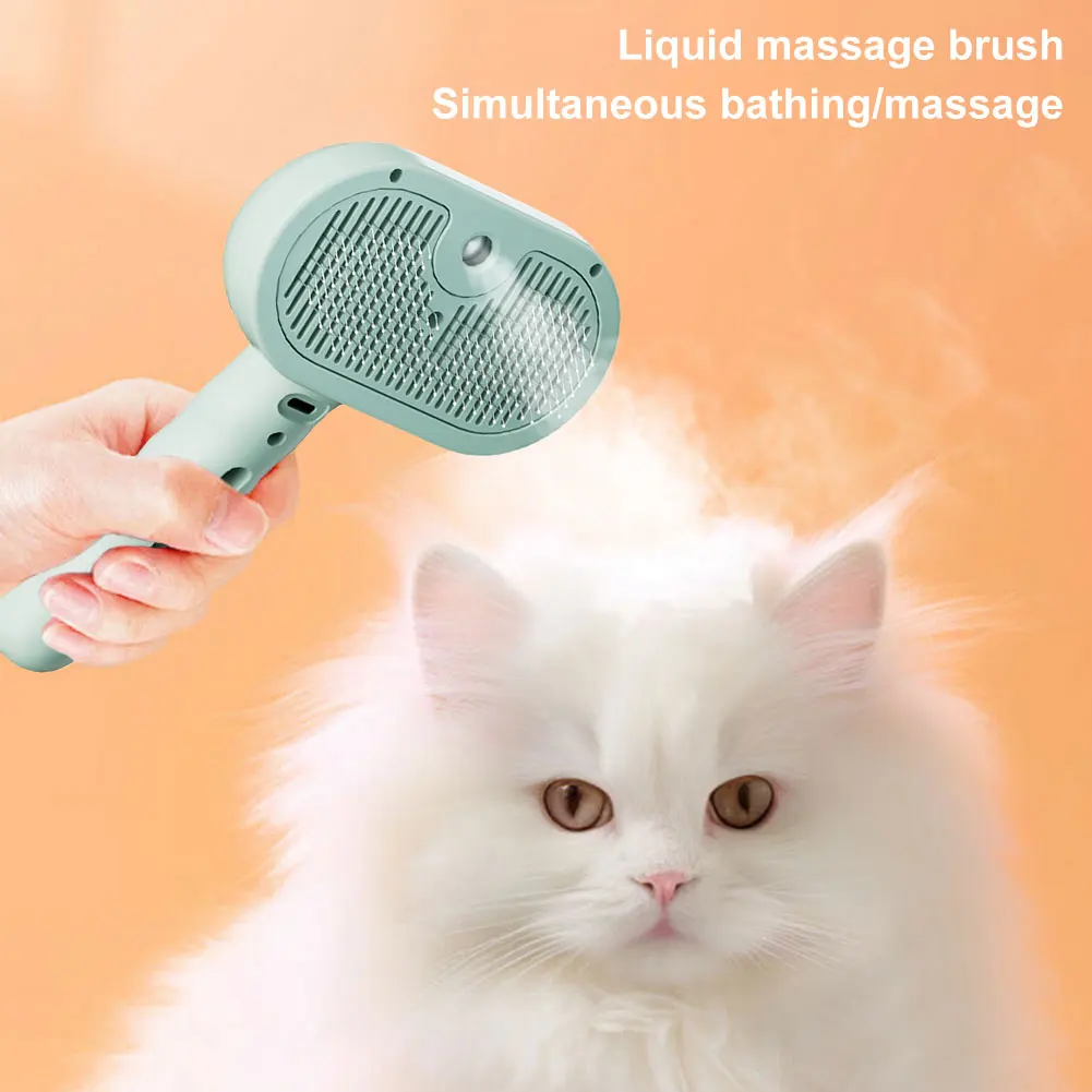3-in-1 Rechargeable Cat Steam Grooming Brush with Release Button – Deshedding & Hair Cleaning Comb - Image 4